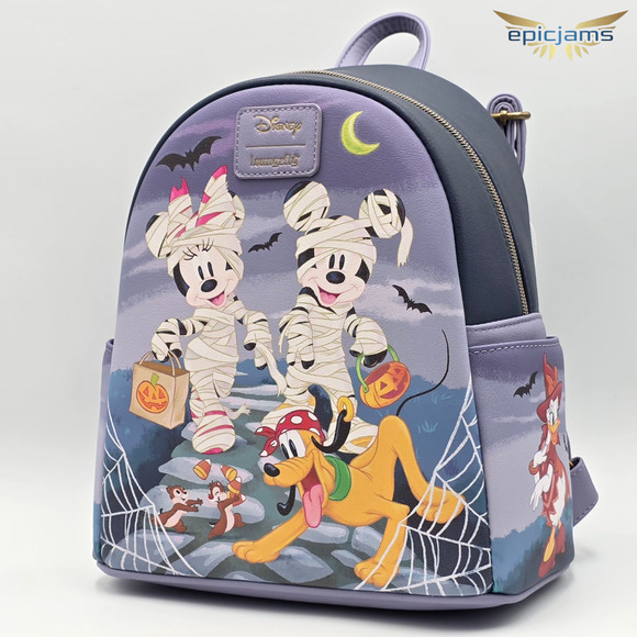 Loungefly Disney Mickey Mouse & Friends Halloween Purple Mini Backpack Bag New - Picture 3 of 6